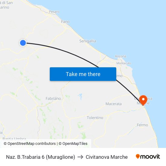 Naz. B.Trabaria 6 (Muraglione) to Civitanova Marche map