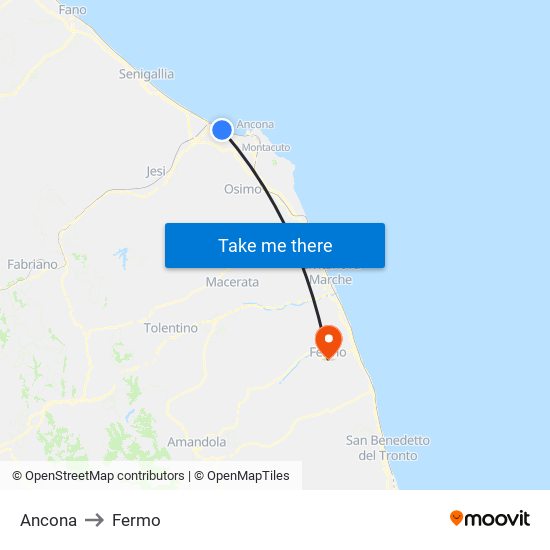 Ancona to Fermo map
