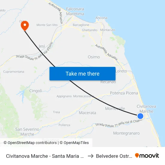 Civitanova Marche - Santa Maria Apparent to Belvedere Ostrense map