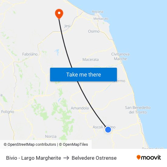 Bivio - Largo Margherite to Belvedere Ostrense map