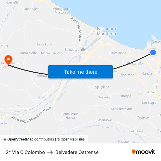 2^ Via C.Colombo to Belvedere Ostrense map