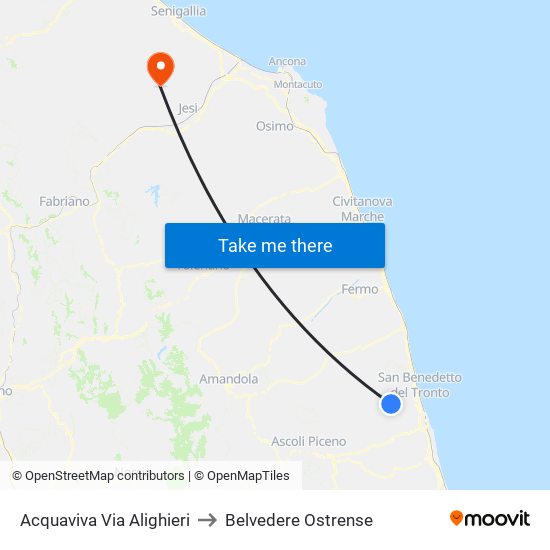 Acquaviva Via Alighieri to Belvedere Ostrense map
