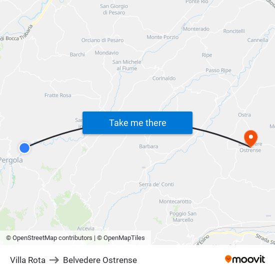 Villa Rota to Belvedere Ostrense map