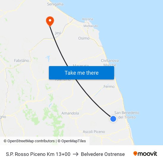 S.P. Rosso Piceno Km 13+00 to Belvedere Ostrense map
