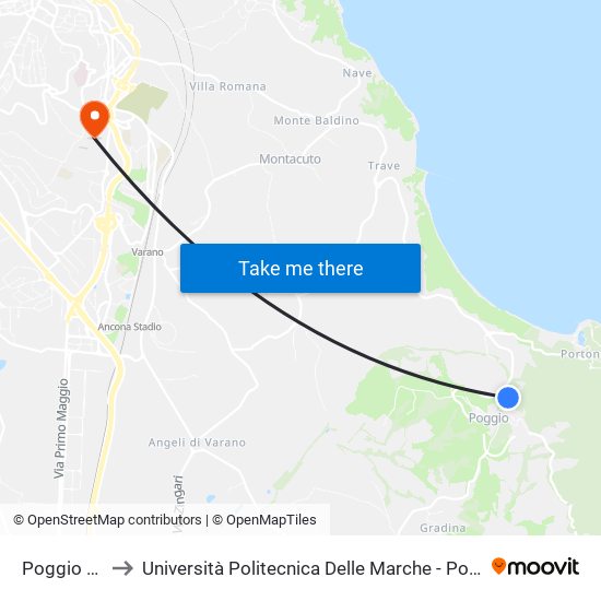 Poggio - Mafalda to Università Politecnica Delle Marche - Polo ""Alfredo Trifogli"" Monte Dago map