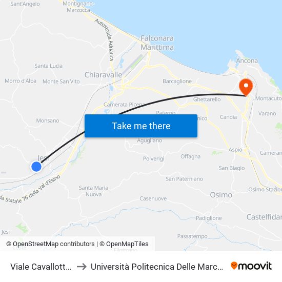 Viale Cavallotti - Arco Clementino to Università Politecnica Delle Marche - Polo ""Alfredo Trifogli"" Monte Dago map