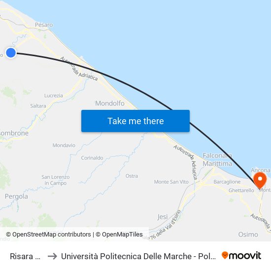 Risara Scavolini to Università Politecnica Delle Marche - Polo ""Alfredo Trifogli"" Monte Dago map