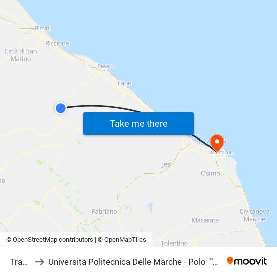 Trasanni to Università Politecnica Delle Marche - Polo ""Alfredo Trifogli"" Monte Dago map