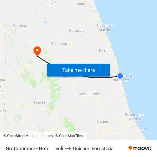 Grottammare - Hotel Tivoli to Unicam: Foresteria map