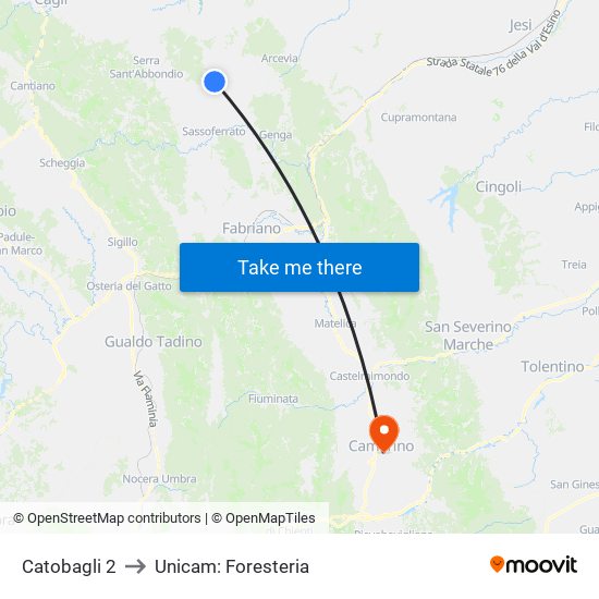 Catobagli 2 to Unicam: Foresteria map