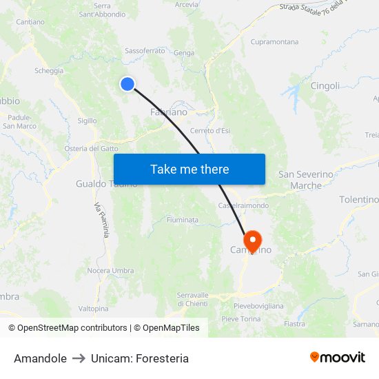Amandole to Unicam: Foresteria map