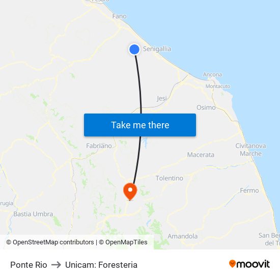 Ponte Rio to Unicam: Foresteria map