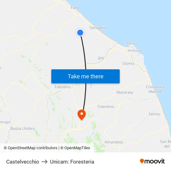 Castelvecchio to Unicam: Foresteria map
