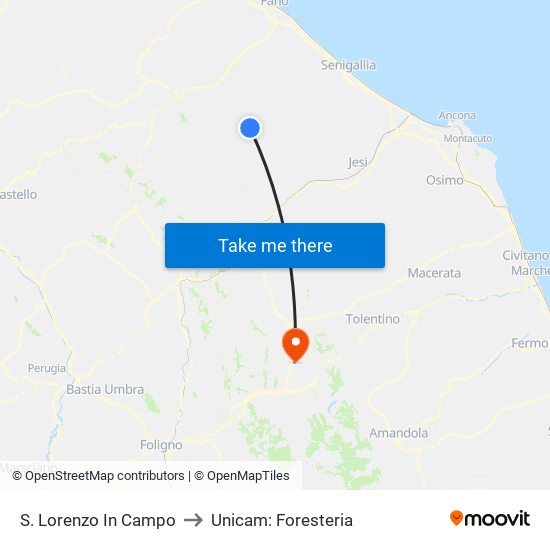 S. Lorenzo In Campo to Unicam: Foresteria map