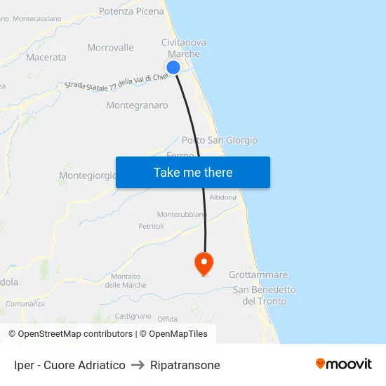 Iper - Cuore Adriatico to Ripatransone map