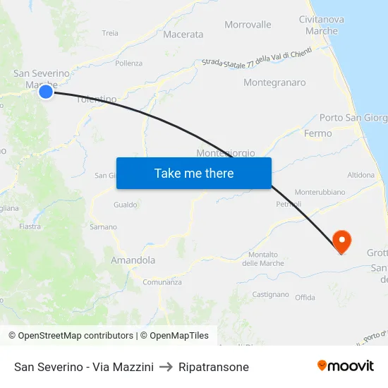 San Severino - Via Mazzini to Ripatransone map