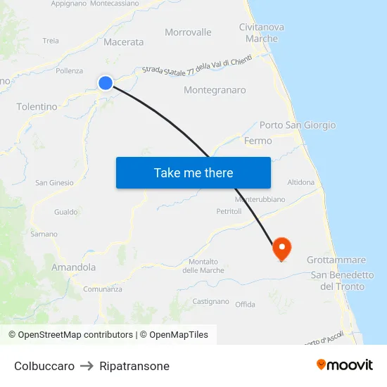 Colbuccaro to Ripatransone map