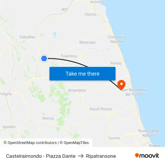 Castelraimondo - Piazza Dante to Ripatransone map