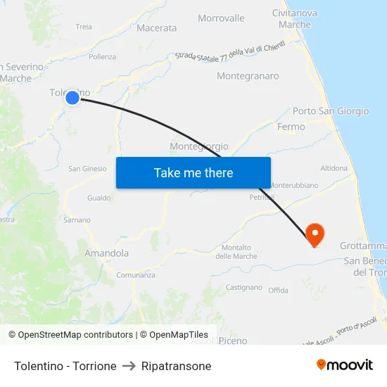 Tolentino - Torrione to Ripatransone map