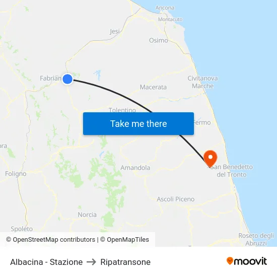 Albacina - Stazione to Ripatransone map