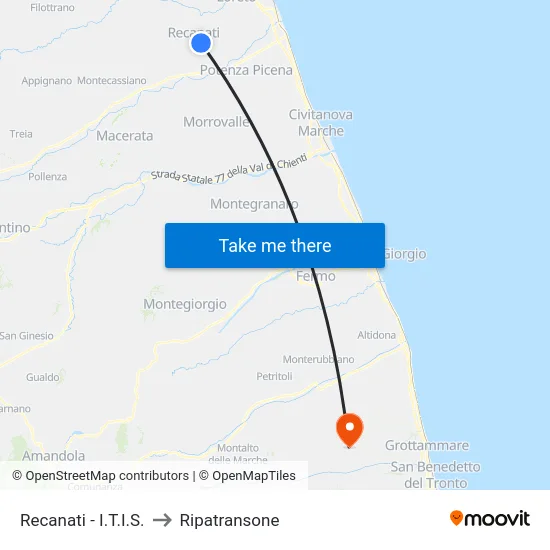 Recanati - I.T.I.S. to Ripatransone map