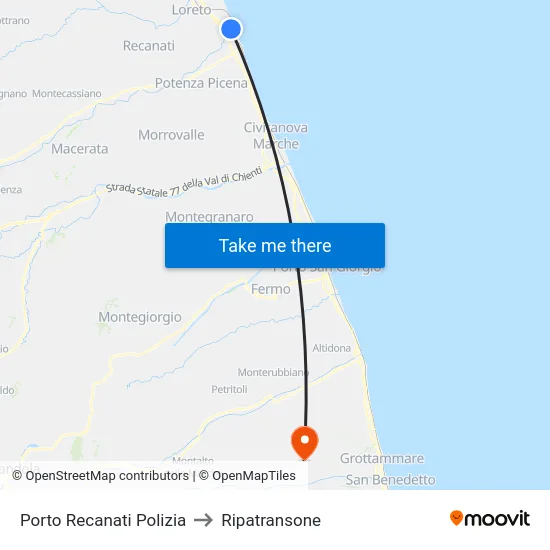 Porto Recanati Polizia to Ripatransone map