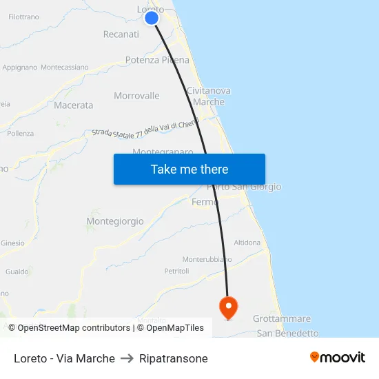 Loreto - Via Marche to Ripatransone map