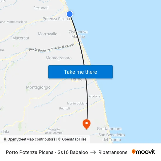 Porto Potenza Picena - Ss16 Babaloo to Ripatransone map