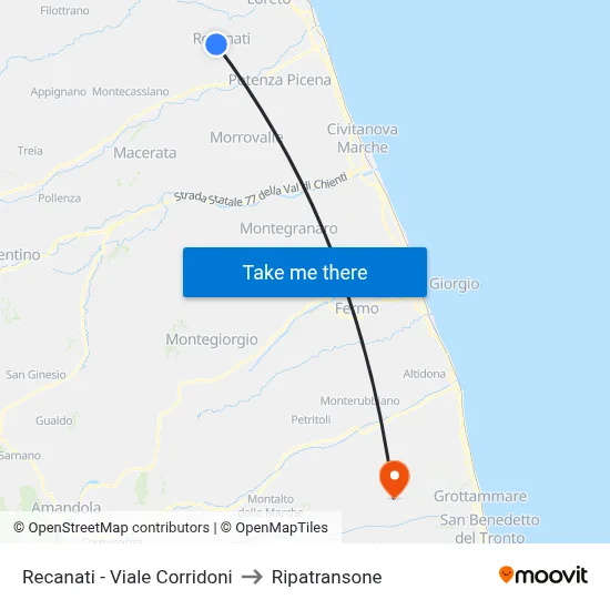 Recanati - Corridoni Avenue to Ripatransone map