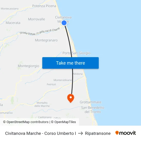 Civitanova Marche - Umberto I Course to Ripatransone map