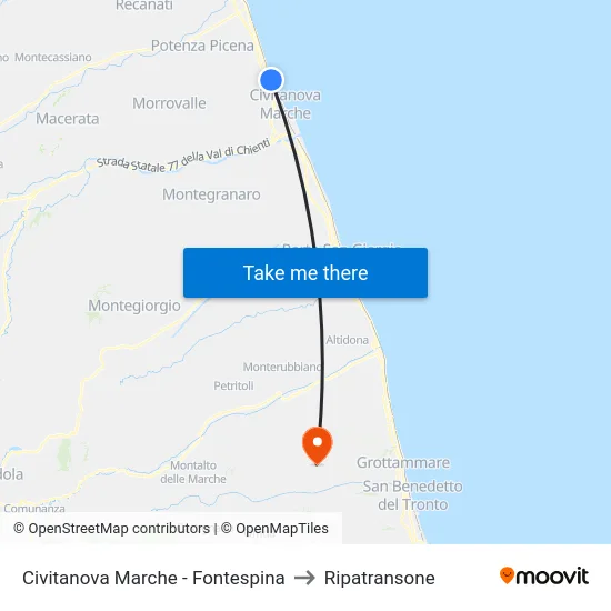 Civitanova Marche - Fontespina to Ripatransone map