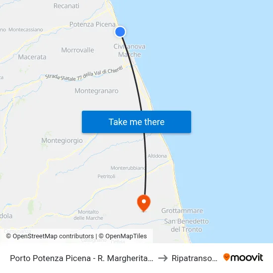 Porto Potenza Picena - Regina Margherita 49 to Ripatransone map
