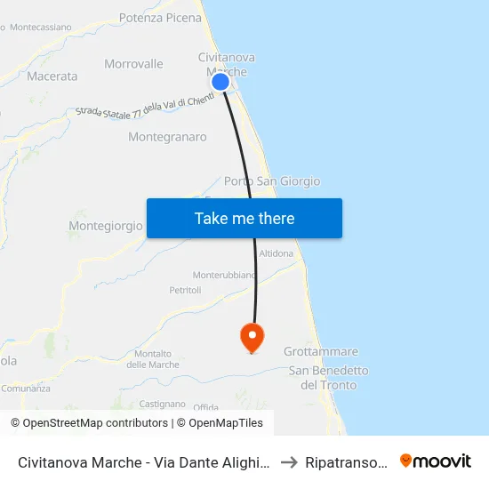 Civitanova Marche - Dante Alighieri Street to Ripatransone map