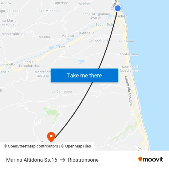 Marina Altidona State Road 16 to Ripatransone map