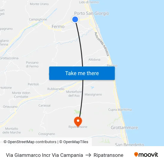 Via Giammarco Campania Street Junction to Ripatransone map