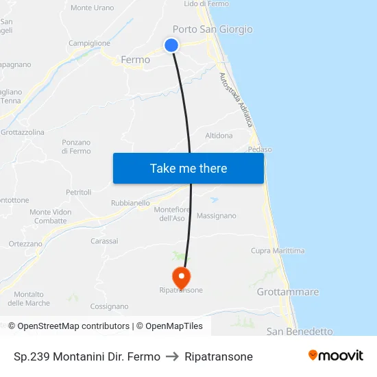 Sp.239 Montanini Dir. Fermo to Ripatransone map