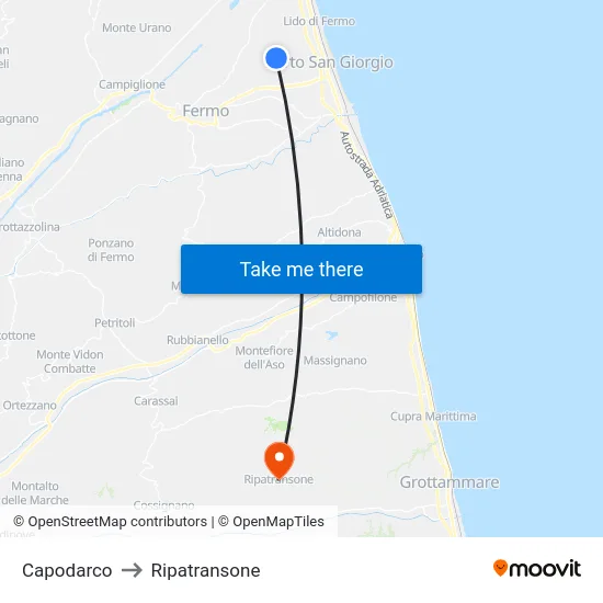 Capodarco to Ripatransone map