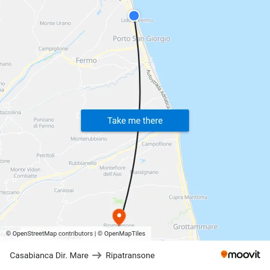 Casabianca Dir. Mare to Ripatransone map