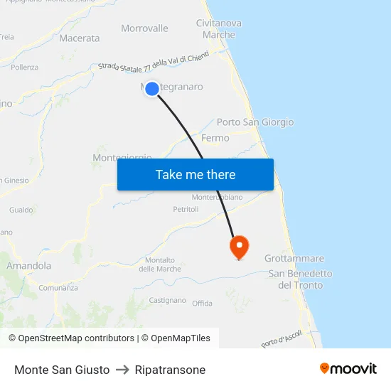 Monte San Giusto to Ripatransone map
