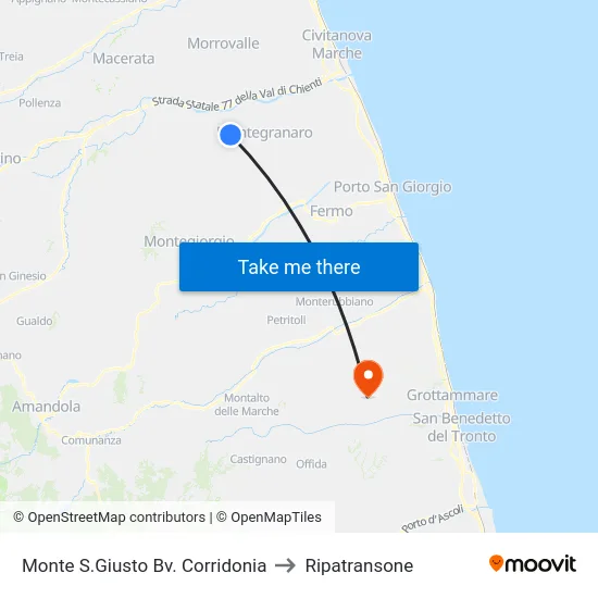 Monte S.Giusto Bv. Corridonia to Ripatransone map