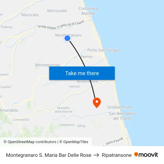 Montegranaro S. Maria Bar Delle Rose to Ripatransone map