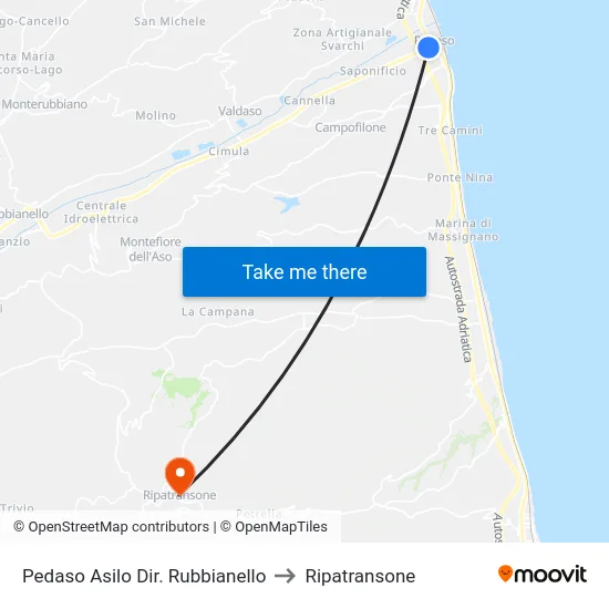 Pedaso Asilo Dir. Rubbianello to Ripatransone map