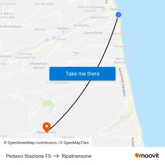 Pedaso Stazione FS to Ripatransone map