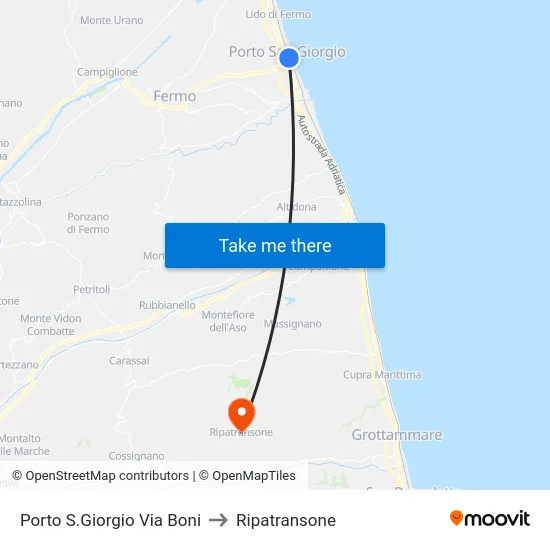 Porto S.Giorgio Via Boni to Ripatransone map