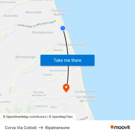 Corva Via Collodi to Ripatransone map