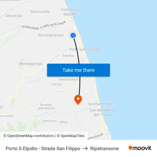 Porto S.Elpidio - Strada San Filippo to Ripatransone map