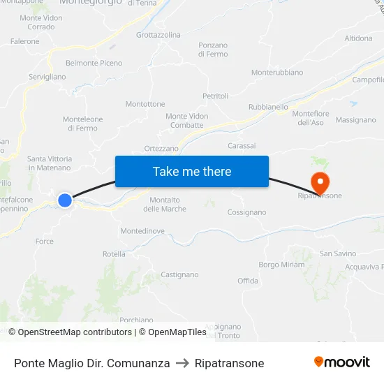 Ponte Maglio Dir. Comunanza to Ripatransone map