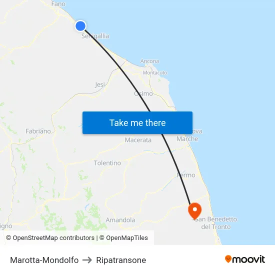 Marotta-Mondolfo to Ripatransone map