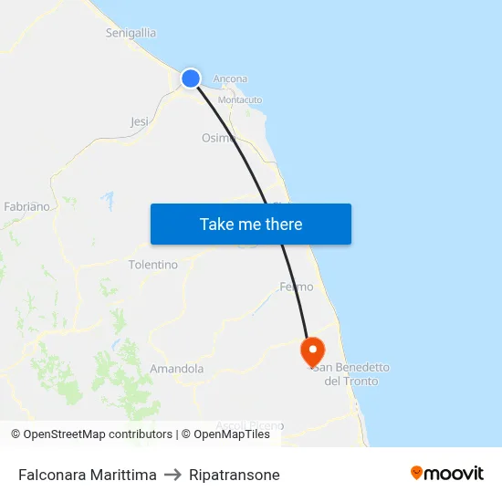 Falconara Marittima to Ripatransone map