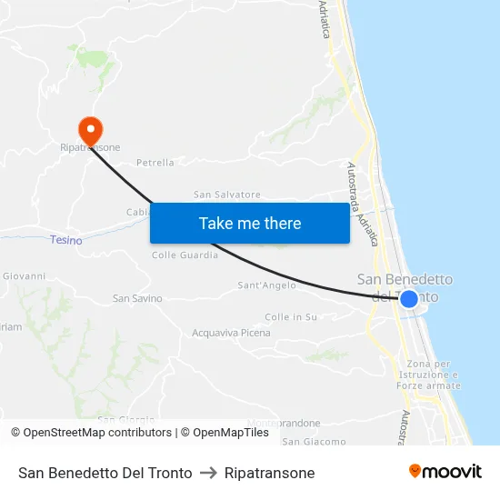 San Benedetto Del Tronto to Ripatransone map
